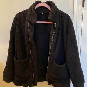 Urban Outfitters Black Teddy Jacket Size Medium.